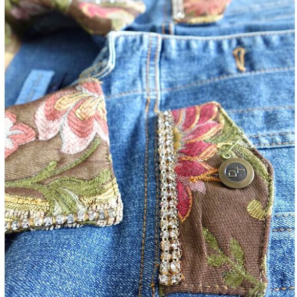 The Denim Taylor brocade n bling jean jacket n silk belted jeans n trim 14 - Picture 11 of 16